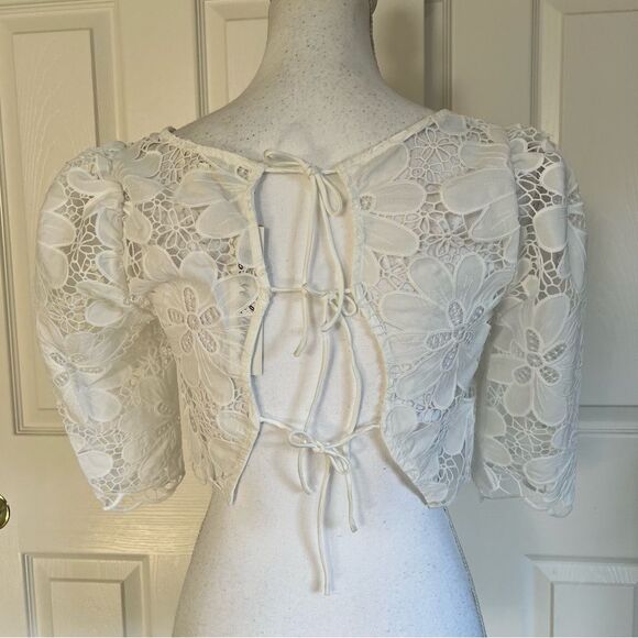 For Love & Lemons Malika Crop Top in White XS NEW MSRP $153 - Picture 8 of 11